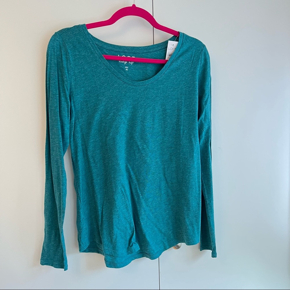LOFT Long-Sleeve Teal Crew Neck Tee sz M